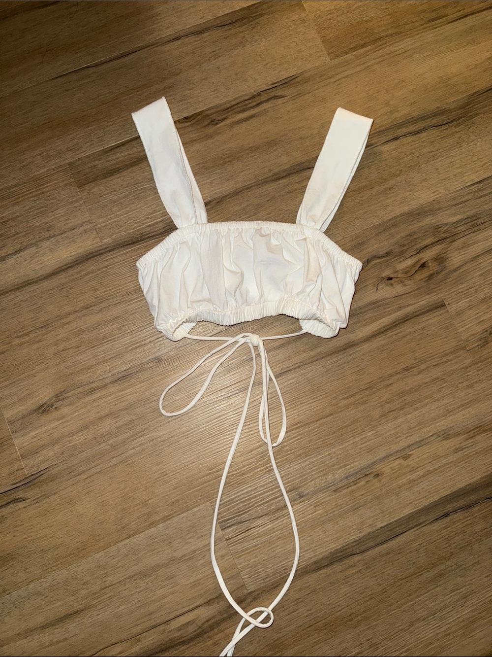 Women's Cream Tie-back Crop Top